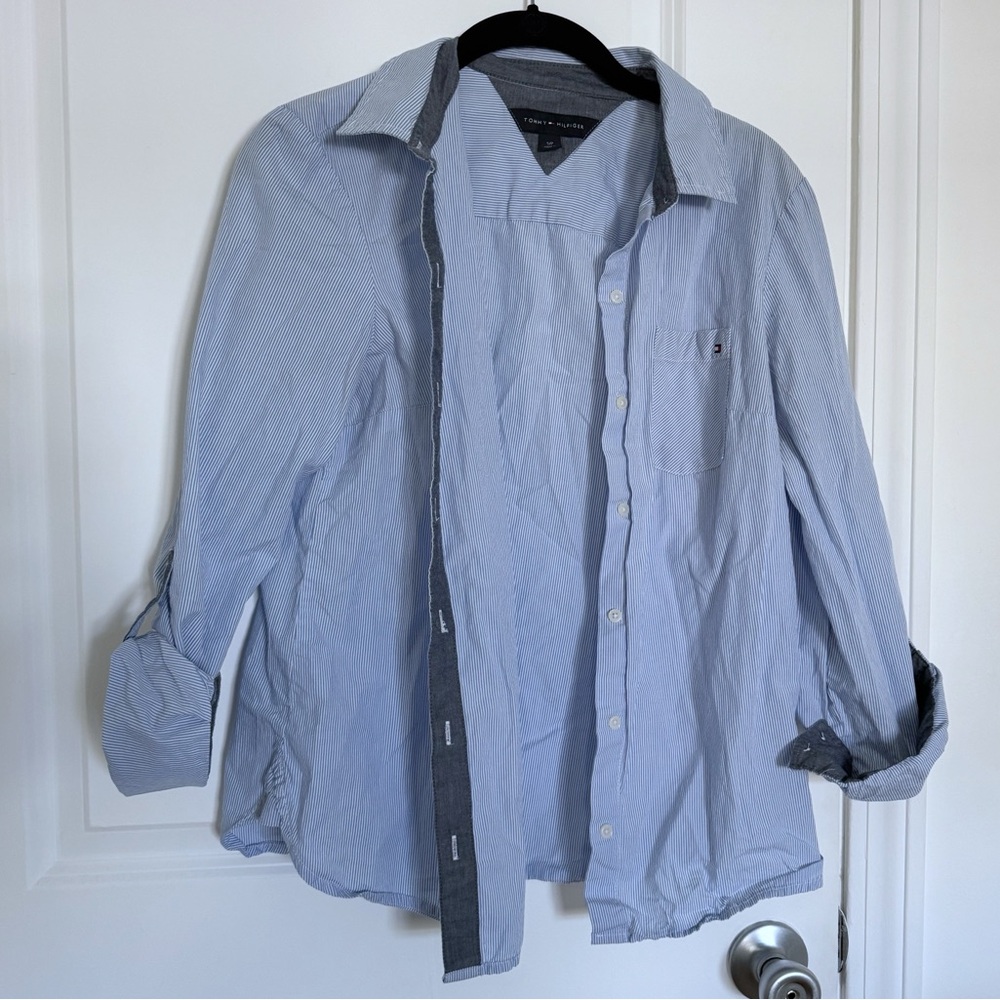 Tommy Hilfiger Blue Pinstripe Oxford